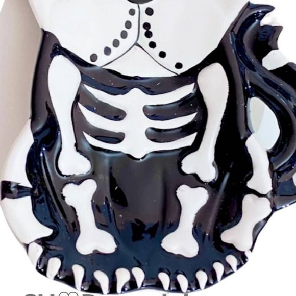 Bulldog Skeleton Puppy Dog Sugar Skull Smoke Ashtray Jewelry Dish Ceramic Plate - Picture 5 of 8